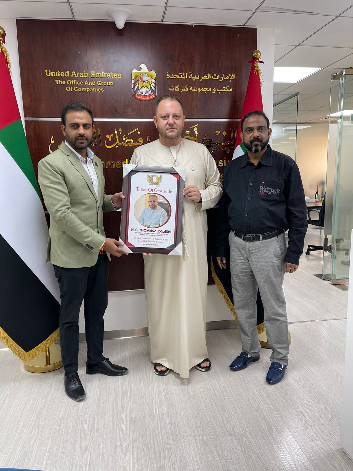 With His Excellency Tomasz Zaleski, Chairman of  the Private office of HH Shiekh Ahmed Bin Faisal Al Qassimi  at his Office in Dubai